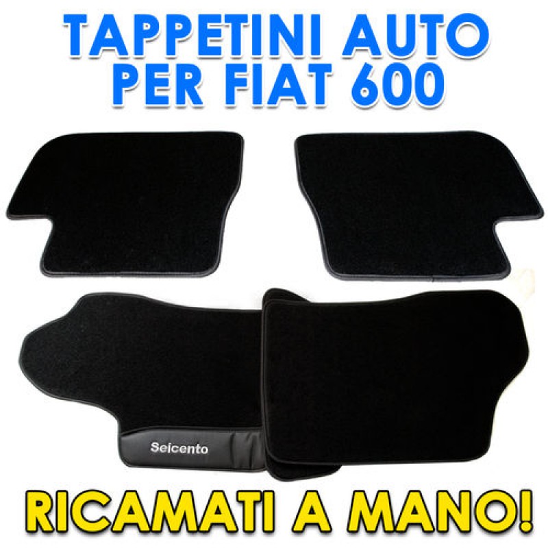 4 Ricami FIAT 600 Seicento Tappeti Tappetini Auto GOLD 