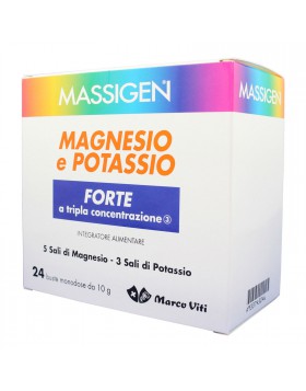 Integratore Alimentare Magnesio e Potassio 24 Buste MASSIGEN FORTE Senza Glutine