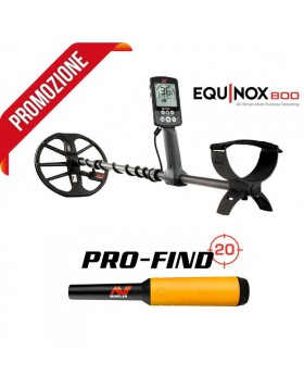 Minelab Equinox 800 Promo Metal Detector Pinpointer Pro-Find 20 Multi Frequenza