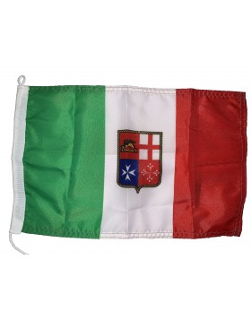 spaceshop® Bandiera Tricolore Italiana Italia Marina Mercantile 20 x 30 cm Storia dei 4 Simboli della Bandiera Marina Militare Navale in Tessuto Nautico Antivento Alta Qualità